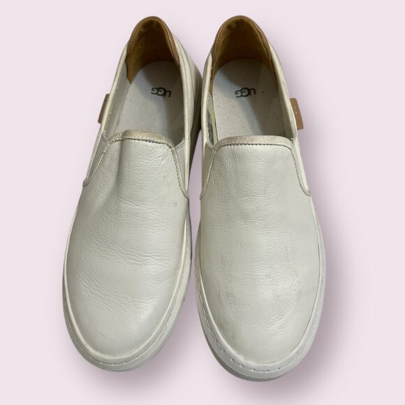 UGG Other - UGG Men's Slip-On White Leather Sneaker Size 9 EU 40 Casual Comfort Shoes